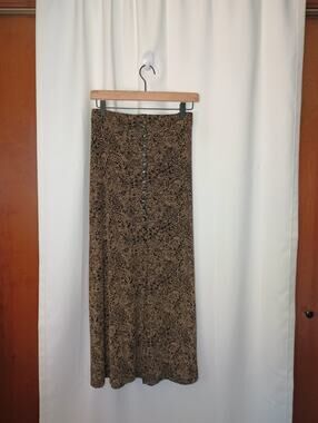 Vtg Skirtology Womens Dark Cottagecore Maxi Skirt L Button Slit Nylon Whimsigoth